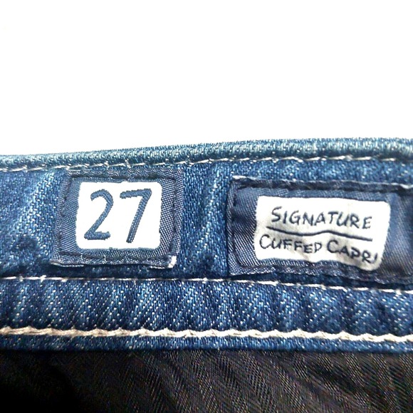 Miss Me Womens Junior 27 Signature Cuffed Capri Denim Embroidery Low Rise - Picture 13 of 16